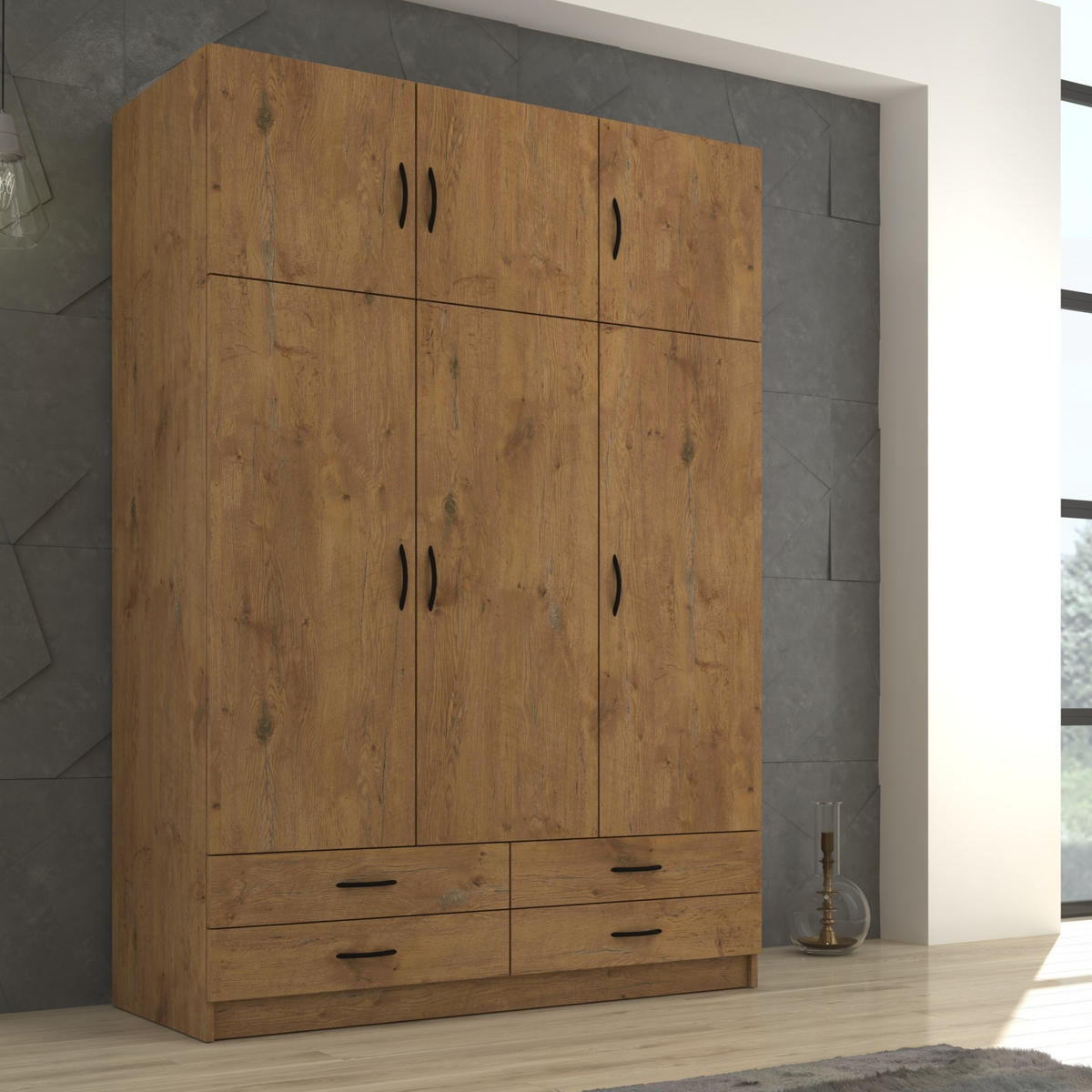 DREHTÜRENSCHRANK STELLINA 135/194/54,6cm 6-türig Braun - Braun, Holzwerkstoff (135/194/54.6cm) - MASSENO