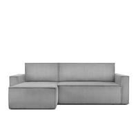 ECKSOFA-LINKS/RECHTS NAPI Schlaffunktion mit Cordbezug, hellgrau - Hellgrau/Schwarz, Textil (246/148cm) - KONSIMO®