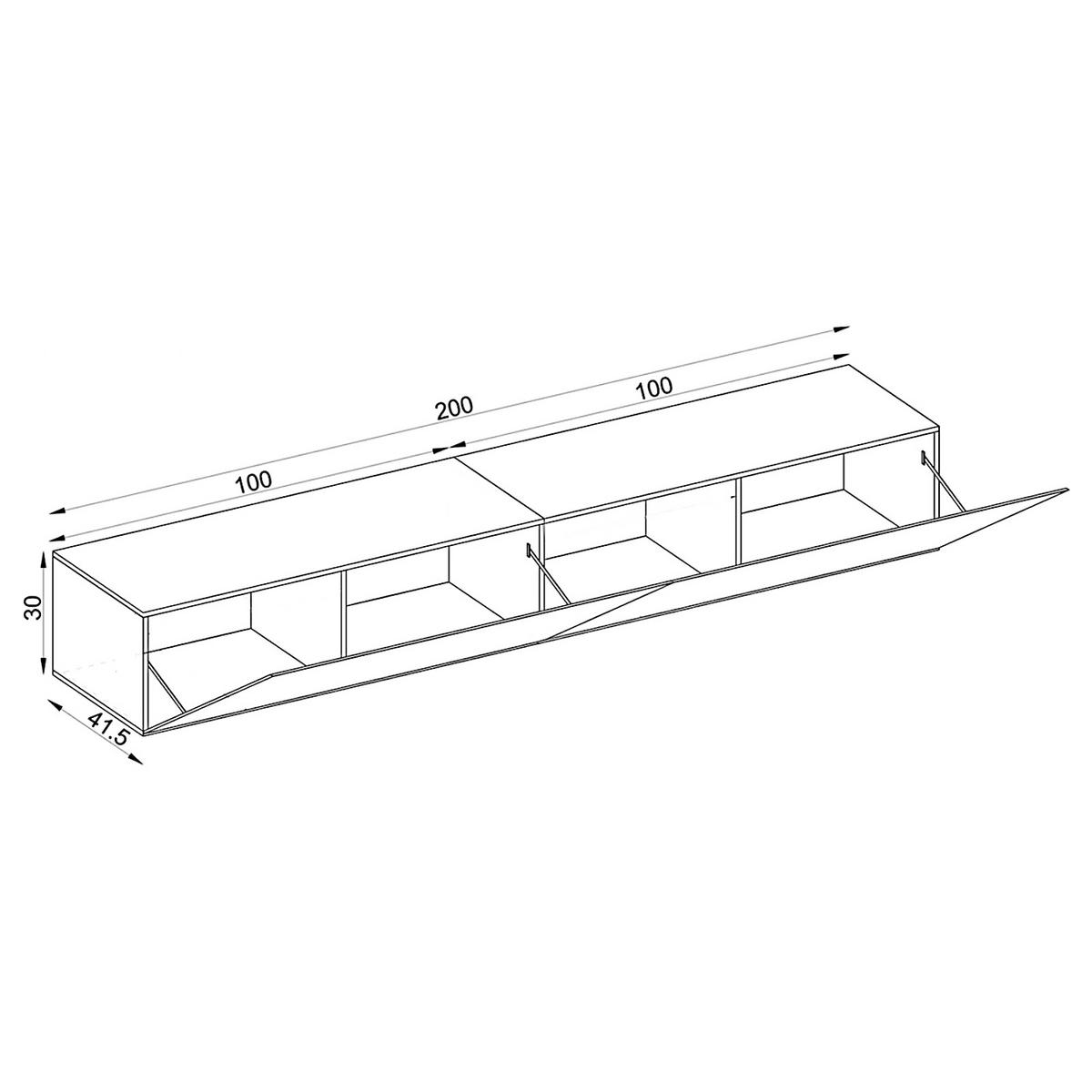TV-HÄNGEBOARD LORETO, Wotan, Wotan - Eiche Wotan, Holzwerkstoff (200/30/41.5cm) - Komodee
