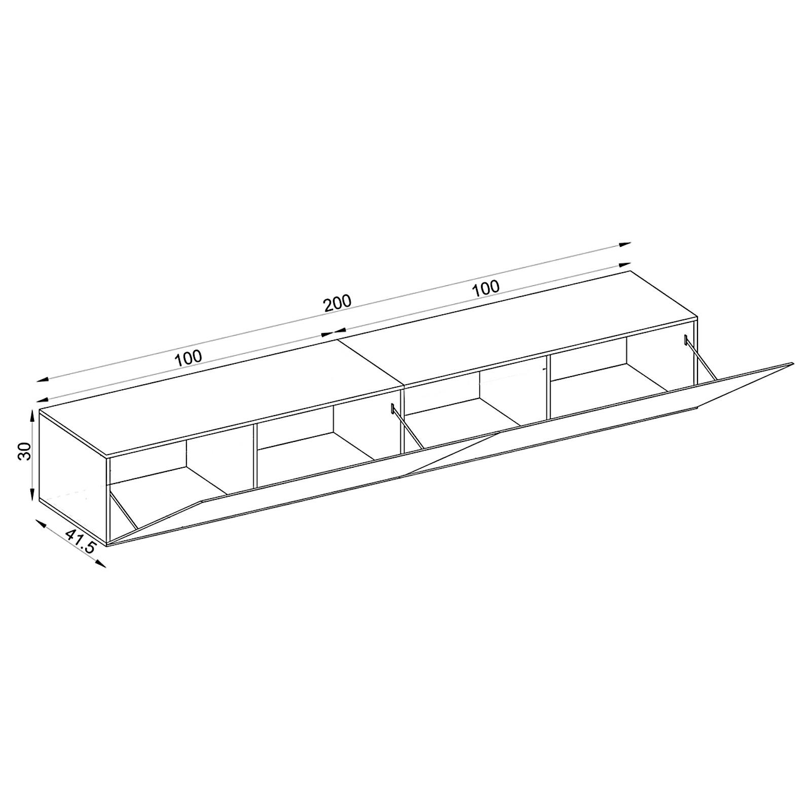 Thumbnail - Komodee Tv-Hängeboard, Weiß, Weiß, Holzwerkstoff, Rechteckig, 200x30x41.5 cm, Wohnzimmer, Wohnwände, Lowboards, Lowboard...