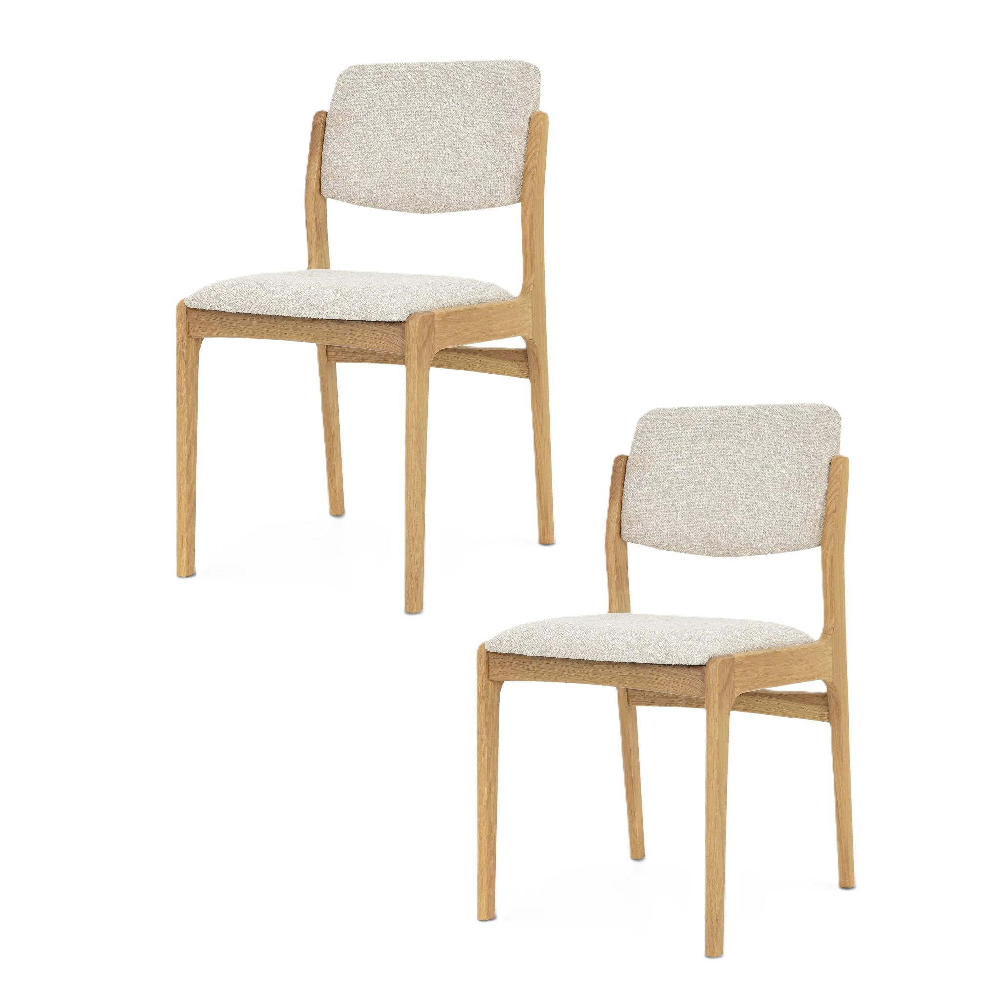 ESSZIMMERSTUHL Oslo 2er Set, Natur Eiche + beiger Stoff - Beige, Holz (52/83/45cm) - WOODEK