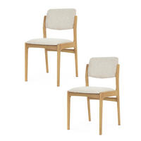 ESSZIMMERSTUHL Oslo 2er Set, Natur Eiche + beiger Stoff - Beige, Holz (52/83/45cm) - WOODEK