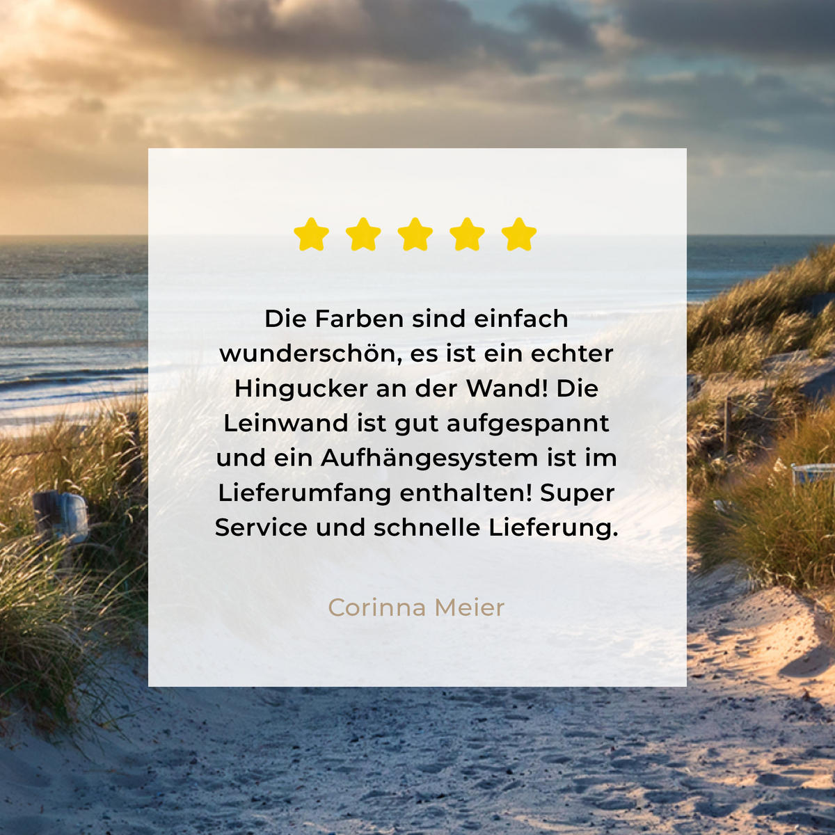 LEINWANDBILD - Sonnenuntergang - Strand - Düne - Gras - Ufer - 90x90 - Gemälde - Sandfarben, Textil (90/90cm) - MuchoWow