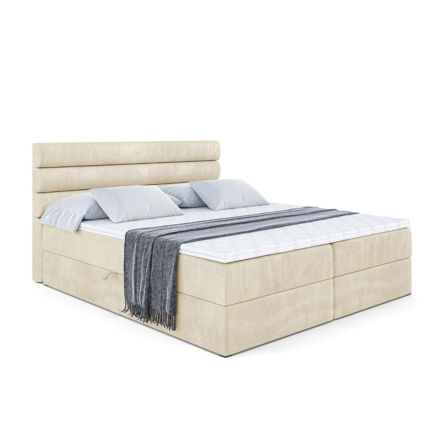 ALTDECOR AMERICKÁ postel s matrací H4 a lamelovým roštem – CELESTIA – 120 × 200 cm – H4 – béžová
