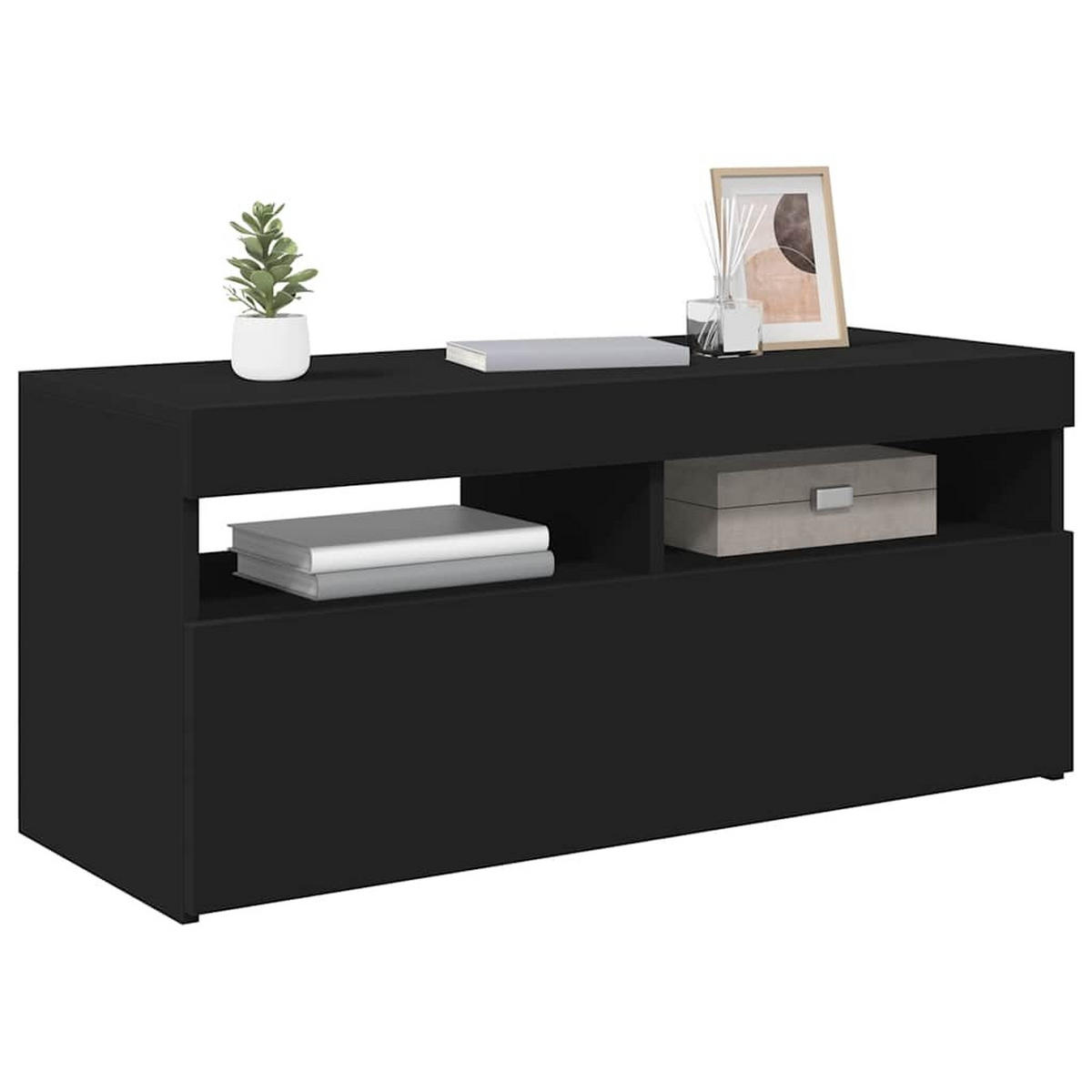 LOWBOARD mit Led-Leuchten 90/35/40 cm aus Holzwerkstoff aus Holzwerkstoff in Schwarz - Schwarz, Holz (90/40/35cm) - vidaXL