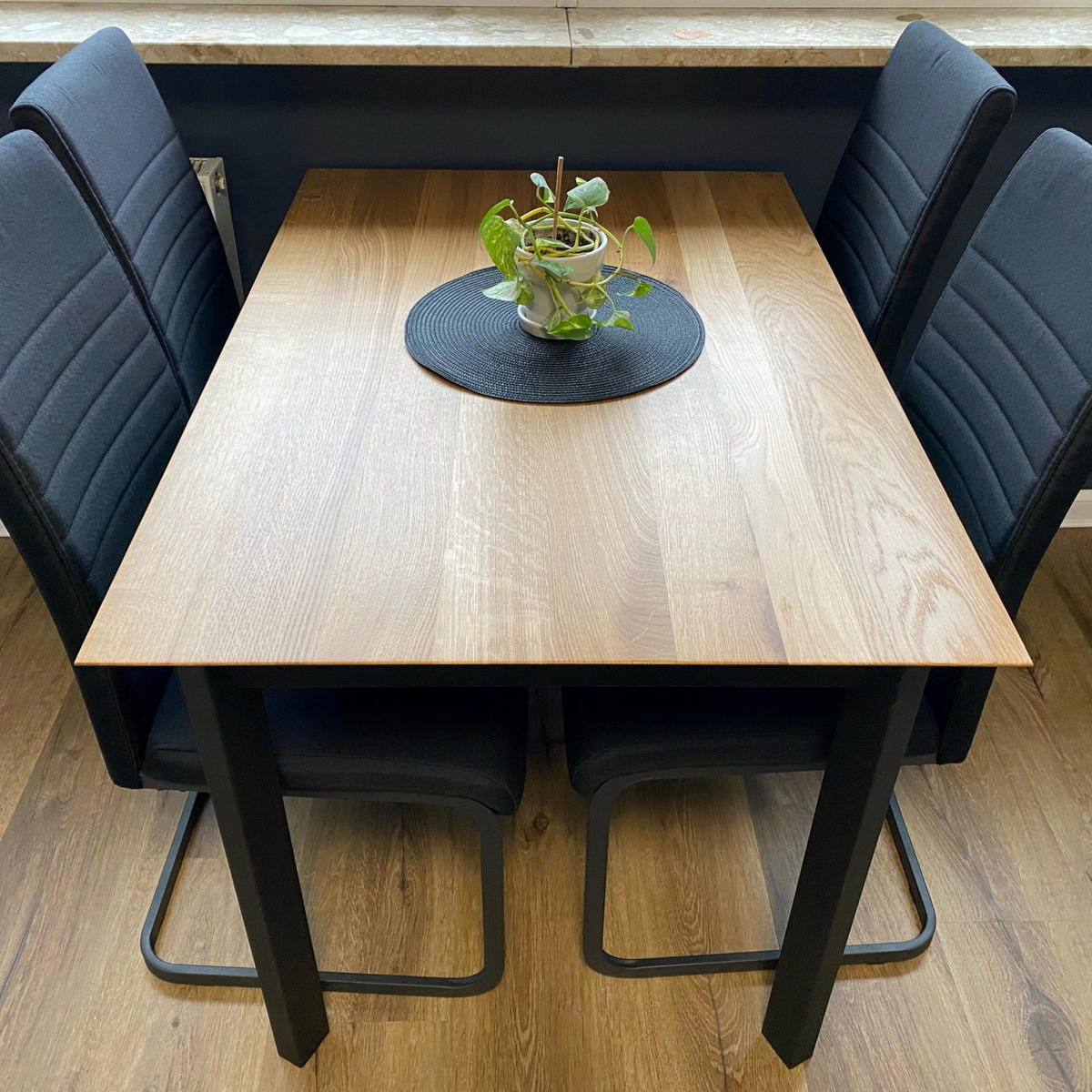 ESSTISCH mit Eichenholzplatte ATTON 160 x 90 - Eichefarben/Schwarz, Holz/Metall (160/90/75cm) - Rawood Furniture