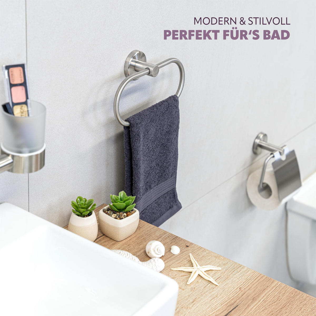 HANDTUCHRING PIAZZA, Edelstahl - Edelstahlfarben, Metall (21.5/12.5/5cm) - bremermann