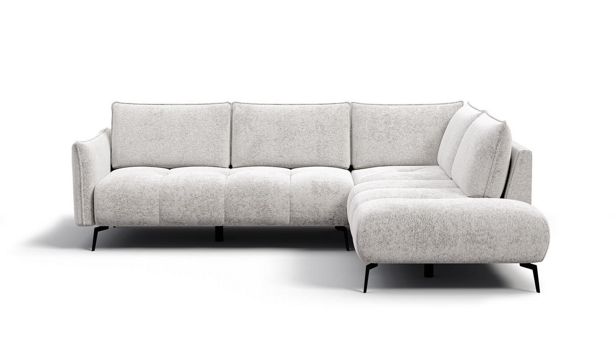 ECKSOFA AERA 5-Sitzer rechts, ecru - Ecru/Schwarz, Holz/Textil (268/206cm) - Courtois Laville