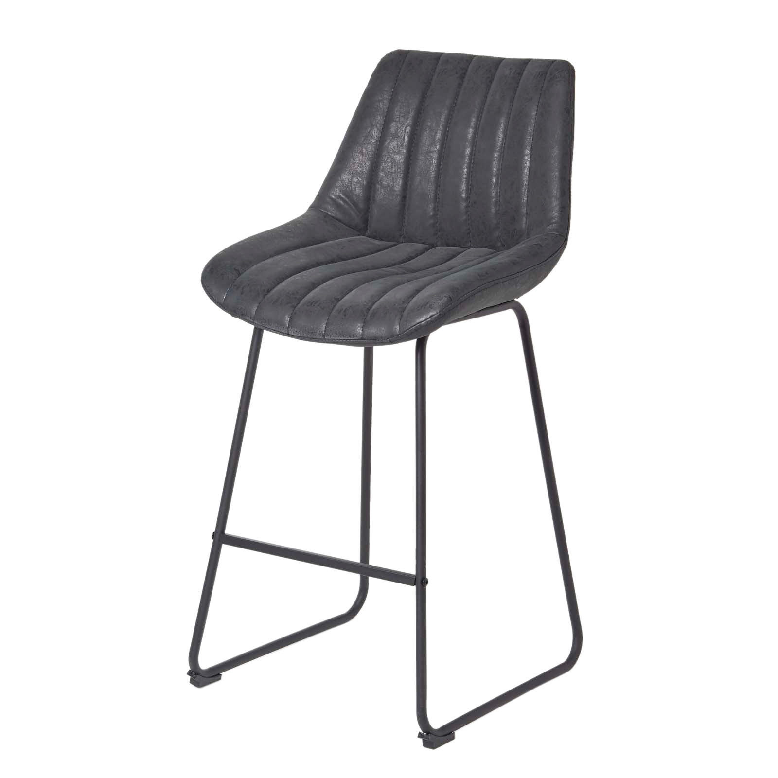 BARSTUHL Ascot, Kunstleder mit Rückenlehne - Schwarz, Textil (54/97/47cm) - Homescapes