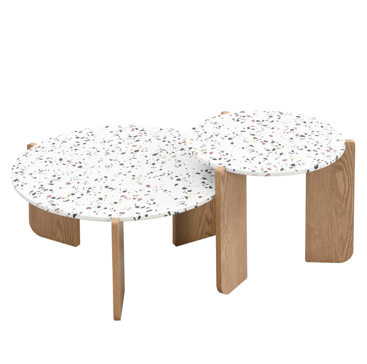 COUCHTISCH-SET 70/70 cm & 50/50 cm aus MDF im Nesting-Design - Weiß, Holzwerkstoff (70/70/35cm) - BEAOK