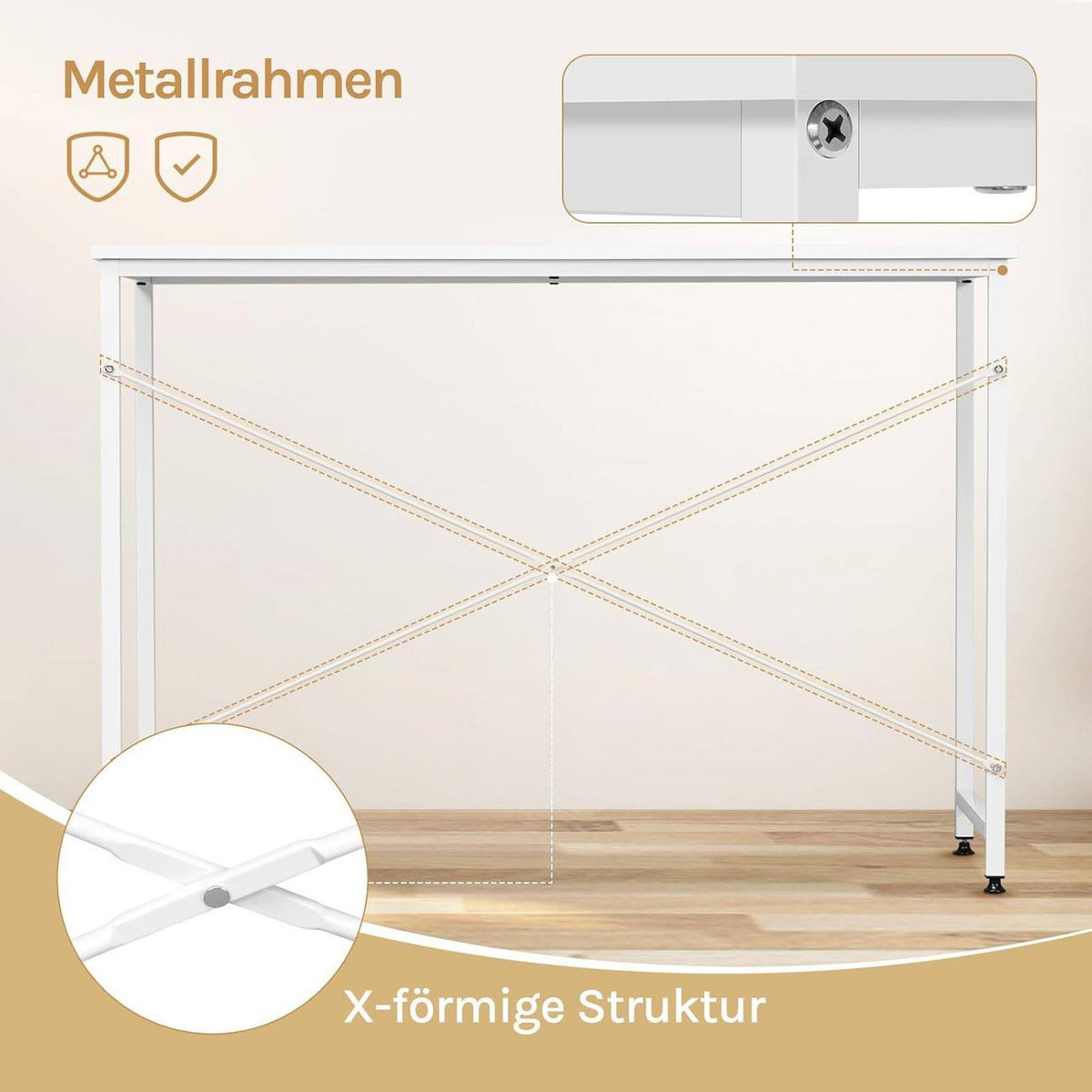 SCHREIBTISCH 100x50x75 cm, Weiß - Weiß, Holzwerkstoff/Metall (50/100/75cm) - Woltu
