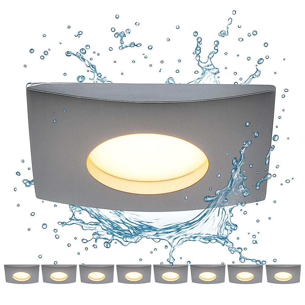 LED EINBAULEUCHTE Aluminium Silber 8er Set - Silberfarben, Metall (8/8/3.5cm)