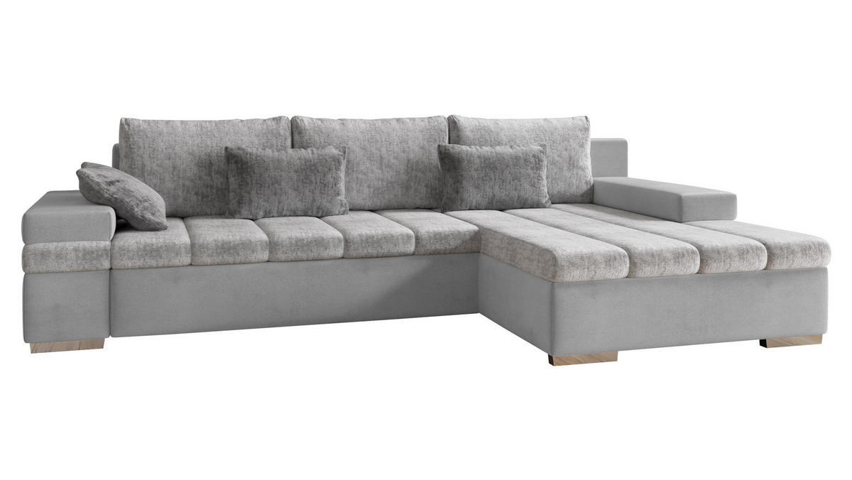ECKSOFA Bangkok Premium, Seite: Rechts - Silberfarben/Hellgrau, Holz/Textil (310/175cm) - MIRJAN24