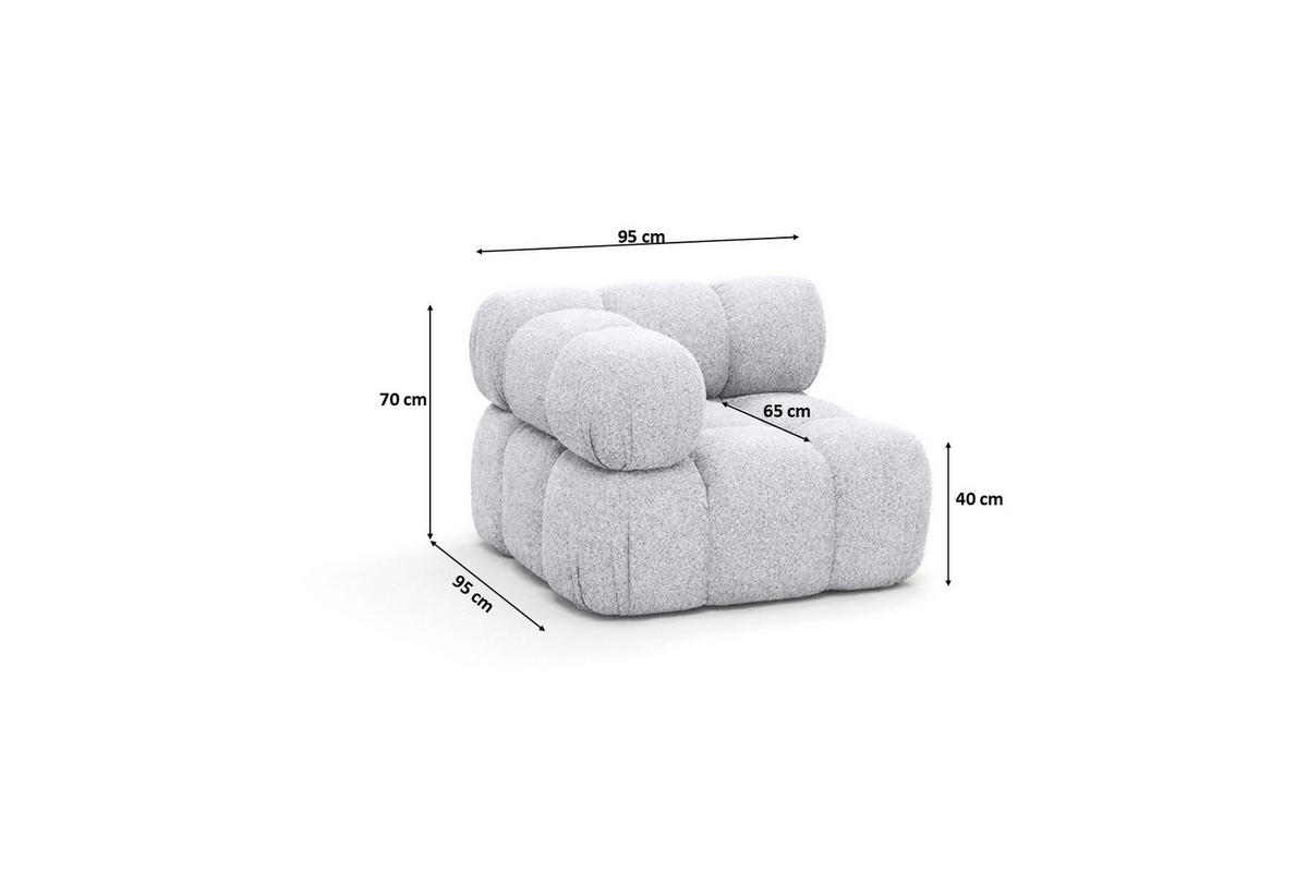 ECKMODUL, Für Modulares System, Stoff Abriamo, Hellgrau, Selia - Hellgrau, Holz (95/70/95cm) - Kaiser Möbel