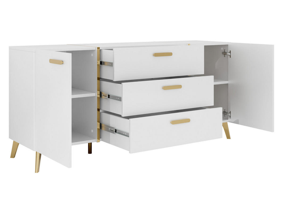 SIDEBOARD Picru 150 2D3SZ - Kaschmir/Goldfarben, Holzwerkstoff/Kunststoff (154/92/38cm) - MIRJAN24
