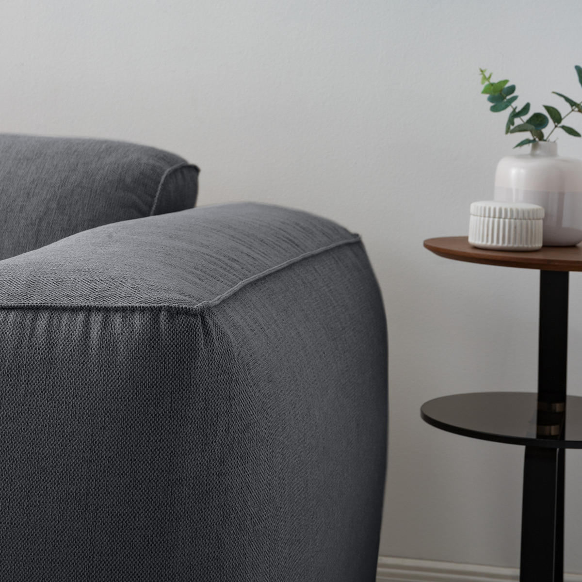 3-SITZER SOFA - Schwarz/Grau, Kunststoff/Textil (251/71/102cm) - home24