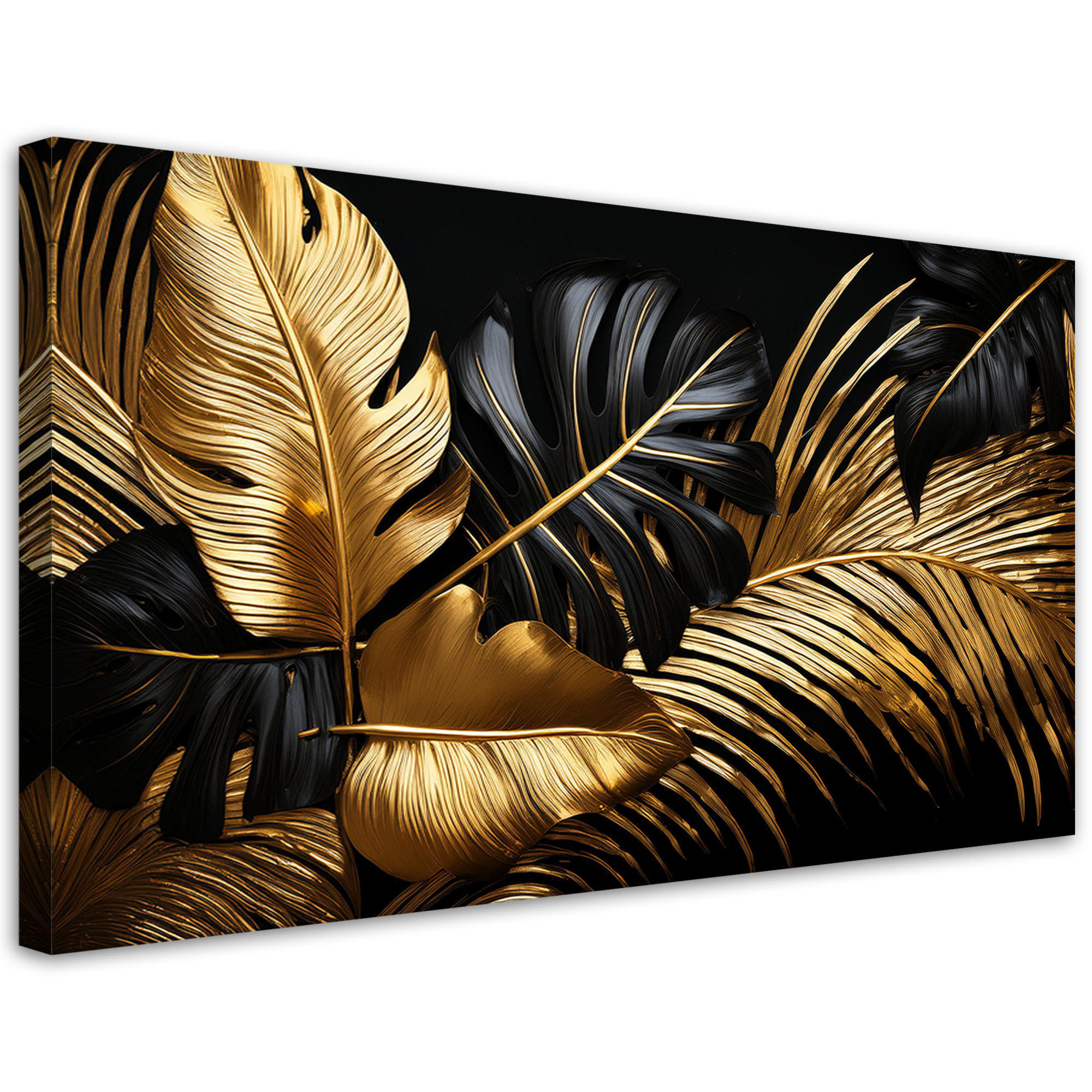LEINWANDBILD Goldblattpflanzen Glamour 100x50cm - Goldfarben, Textil (100/50cm) - Feeby
