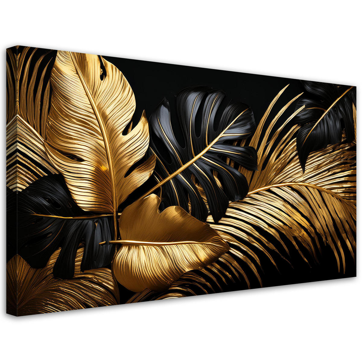 LEINWANDBILD Goldblattpflanzen Glamour 100x50cm - Goldfarben, Textil (100/50cm) - Feeby