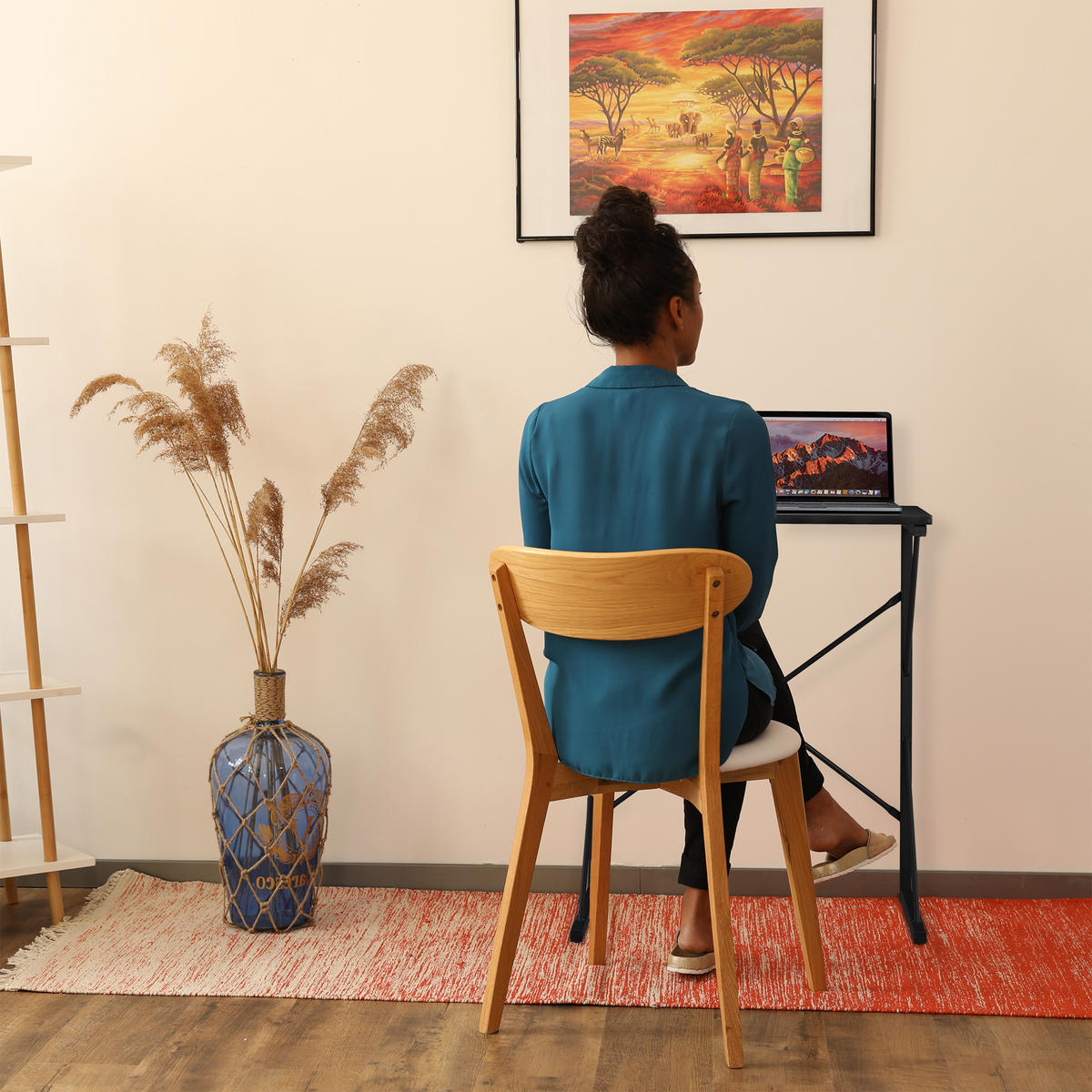 PÍSACÍ stôl - čierna, kov/kompozitné drevo (40/60/75cm) - Relaxdays