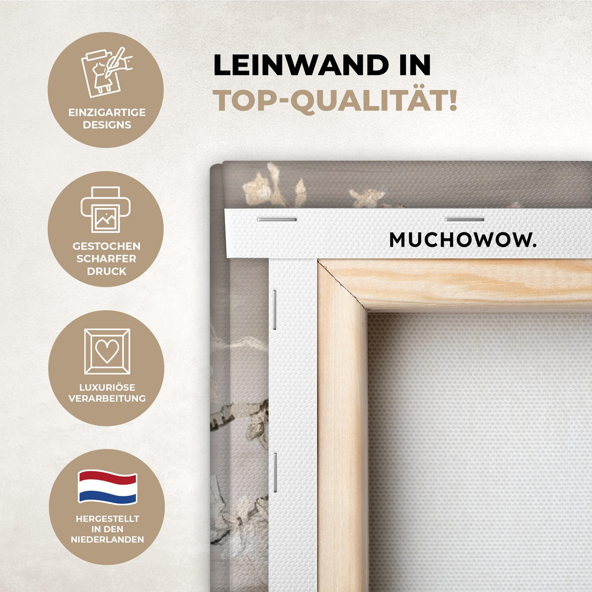 LEINWANDBILD Mandelblüte - Kunst - Van Gogh - Beige - Abstrakt 60x80 cm - Braun, Textil (60/80cm) - MuchoWow