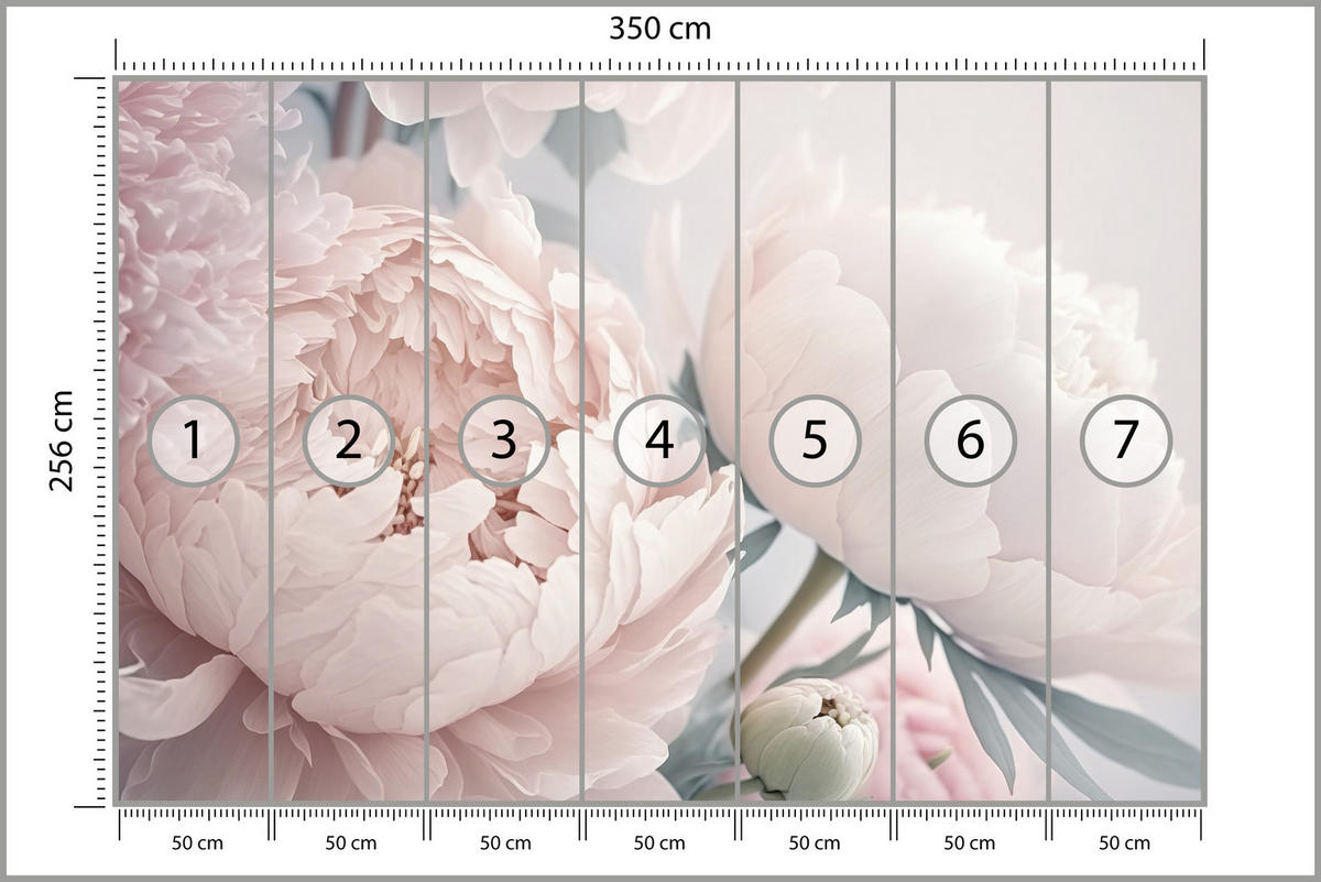 FOTOTAPETA Pre Spálňu Veľké Kvety Ružové Pivonky 350 x 256 cm - zelená/ružová, papier (350/256cm) - Muralo