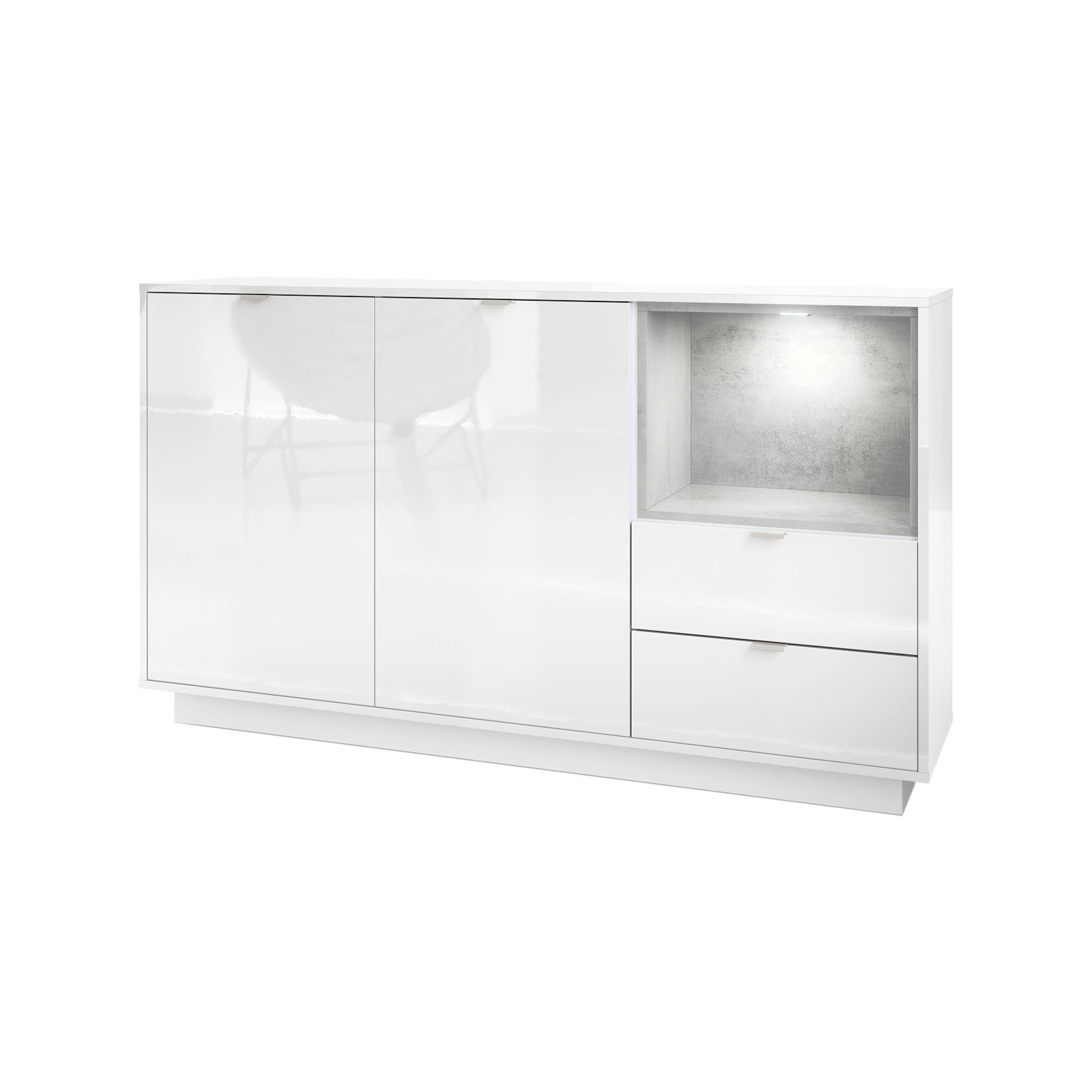 SIDEBOARD Metro Einsatz in Beton Oxid Optik - Hellgrau, Holzwerkstoff (153/88/38cm) - Vladon