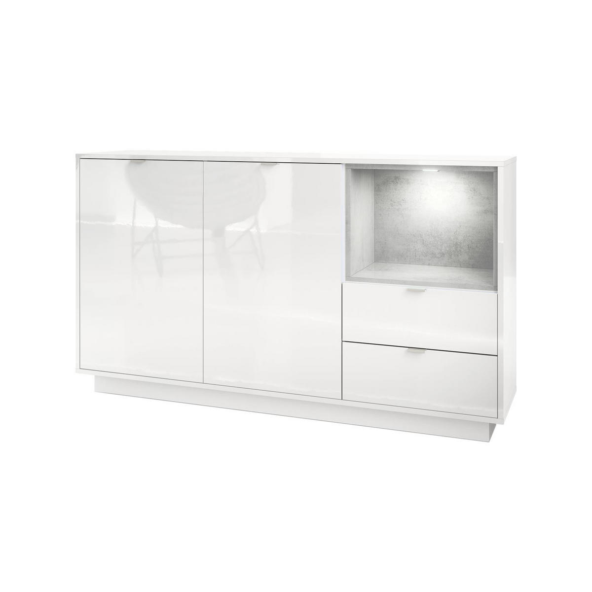 SIDEBOARD Metro Einsatz in Beton Oxid Optik - Hellgrau, Holzwerkstoff (153/88/38cm) - Vladon