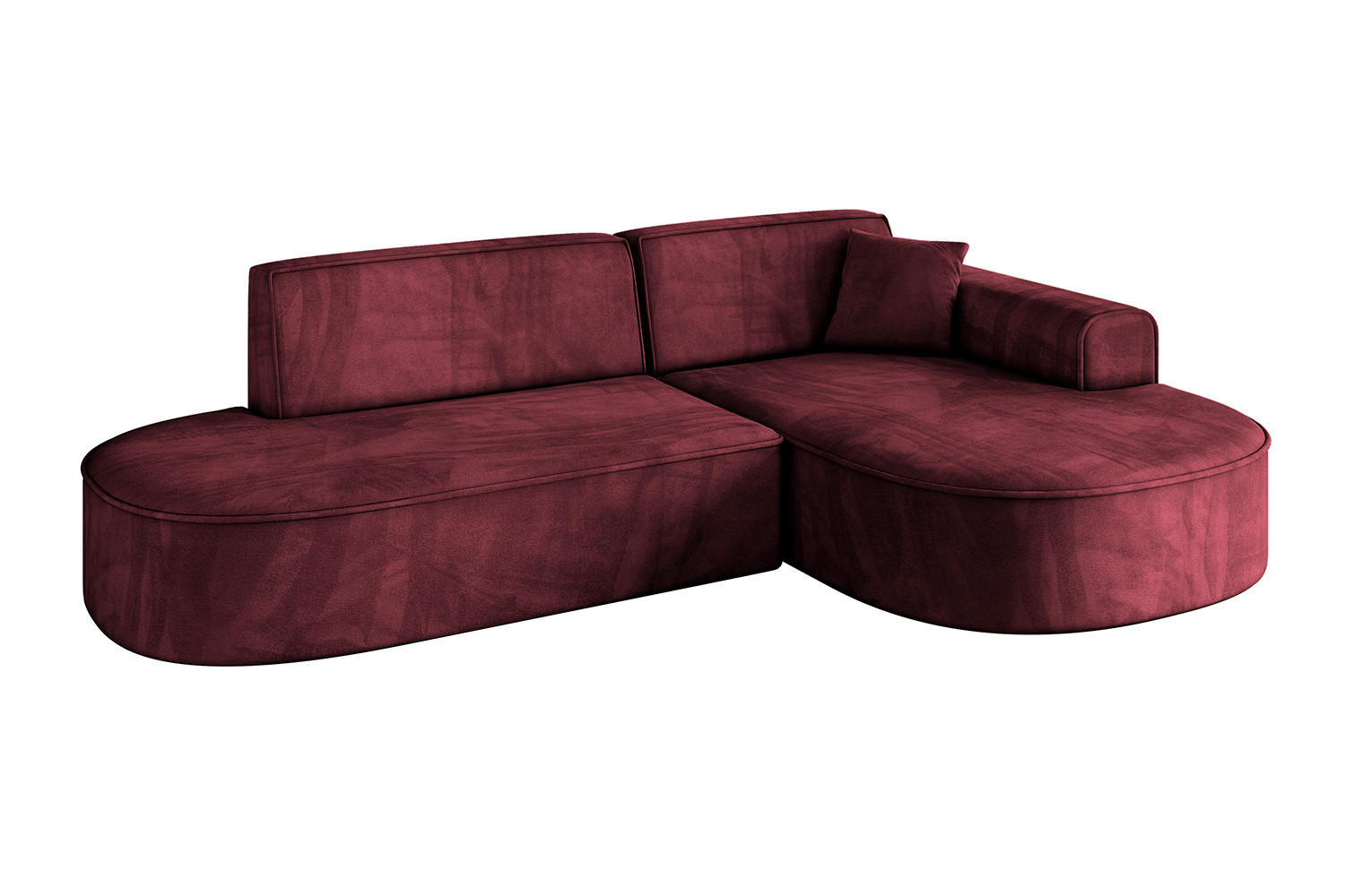 ECKSOFA Ottomane Rechts MARI-L1 - 243x171x79 cm Bordeaux Velours - Bordeaux/Schwarz, Holzwerkstoff/Kunststoff (171/243cm) - ALTDECOR
