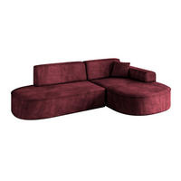 ECKSOFA Ottomane Rechts MARI-L1 - 243x171x79 cm Bordeaux Velours - Bordeaux/Schwarz, Holzwerkstoff/Kunststoff (171/243cm) - ALTDECOR