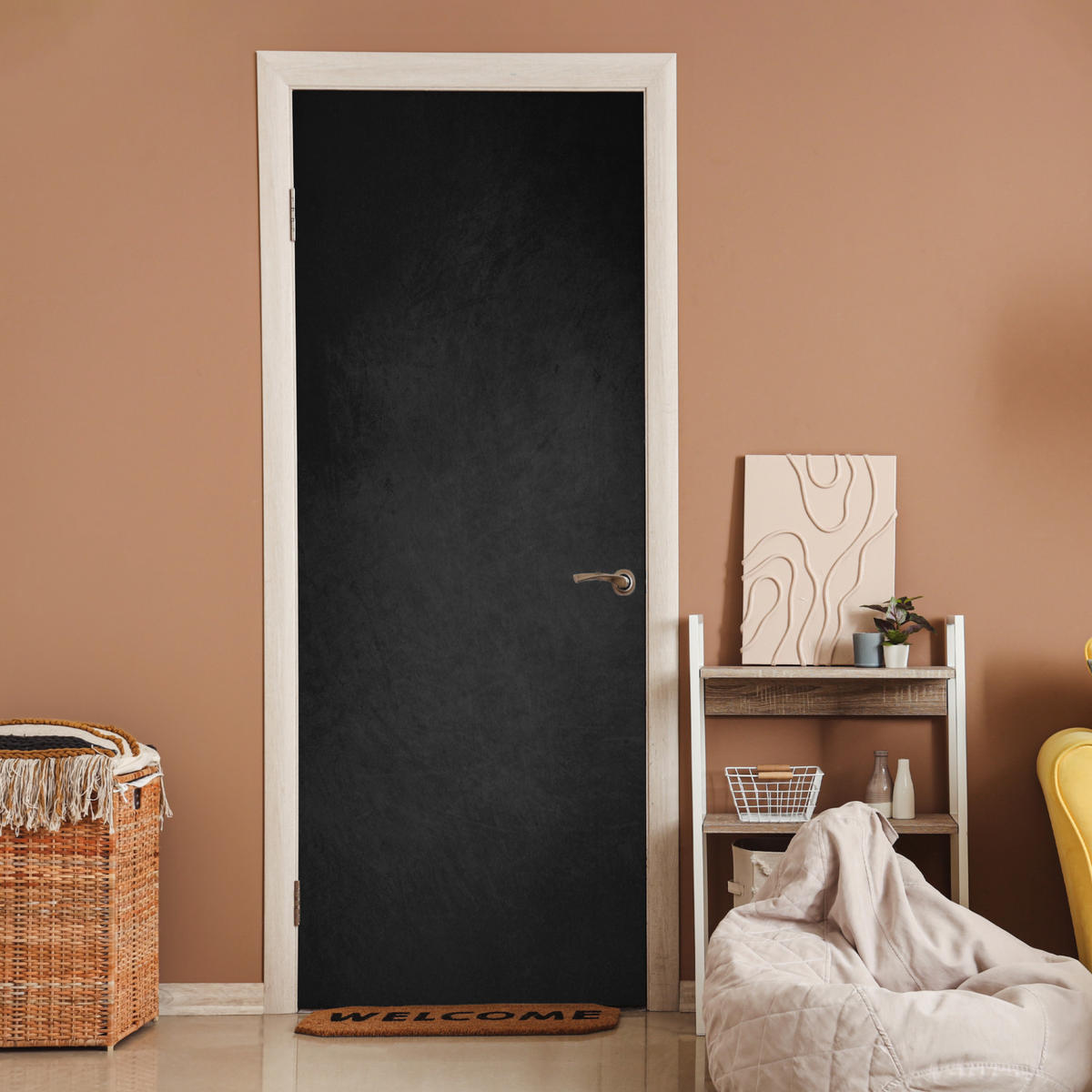 NALJEPNICA ZA VRATA Jednobojno 95x235 cm - tamno siva, plastika (95/0.1cm) - MuchoWow
