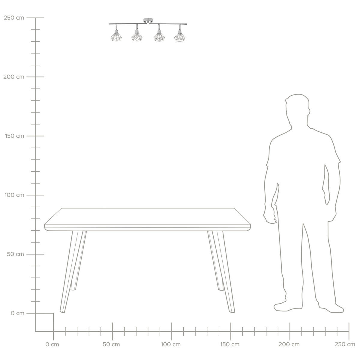 DECKENLEUCHTE Erma 66x10x18 cm - Silberfarben, Metall (10/66/18cm) - Beliani