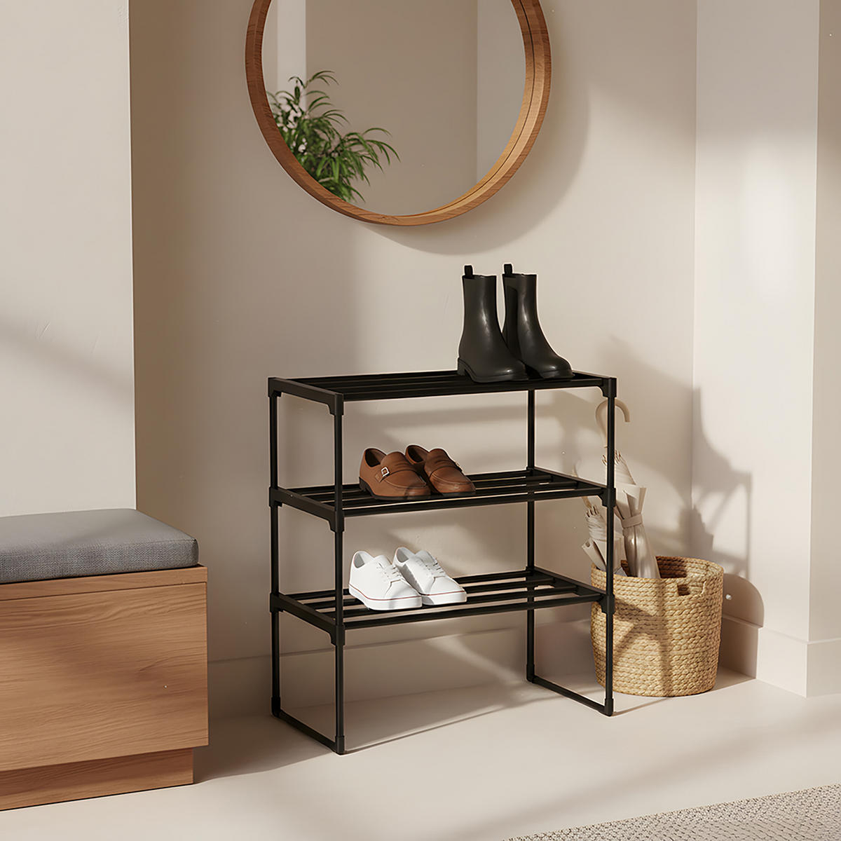 BOTNÍK - černá, kov/plast (42.5/55/30cm) - Relaxdays