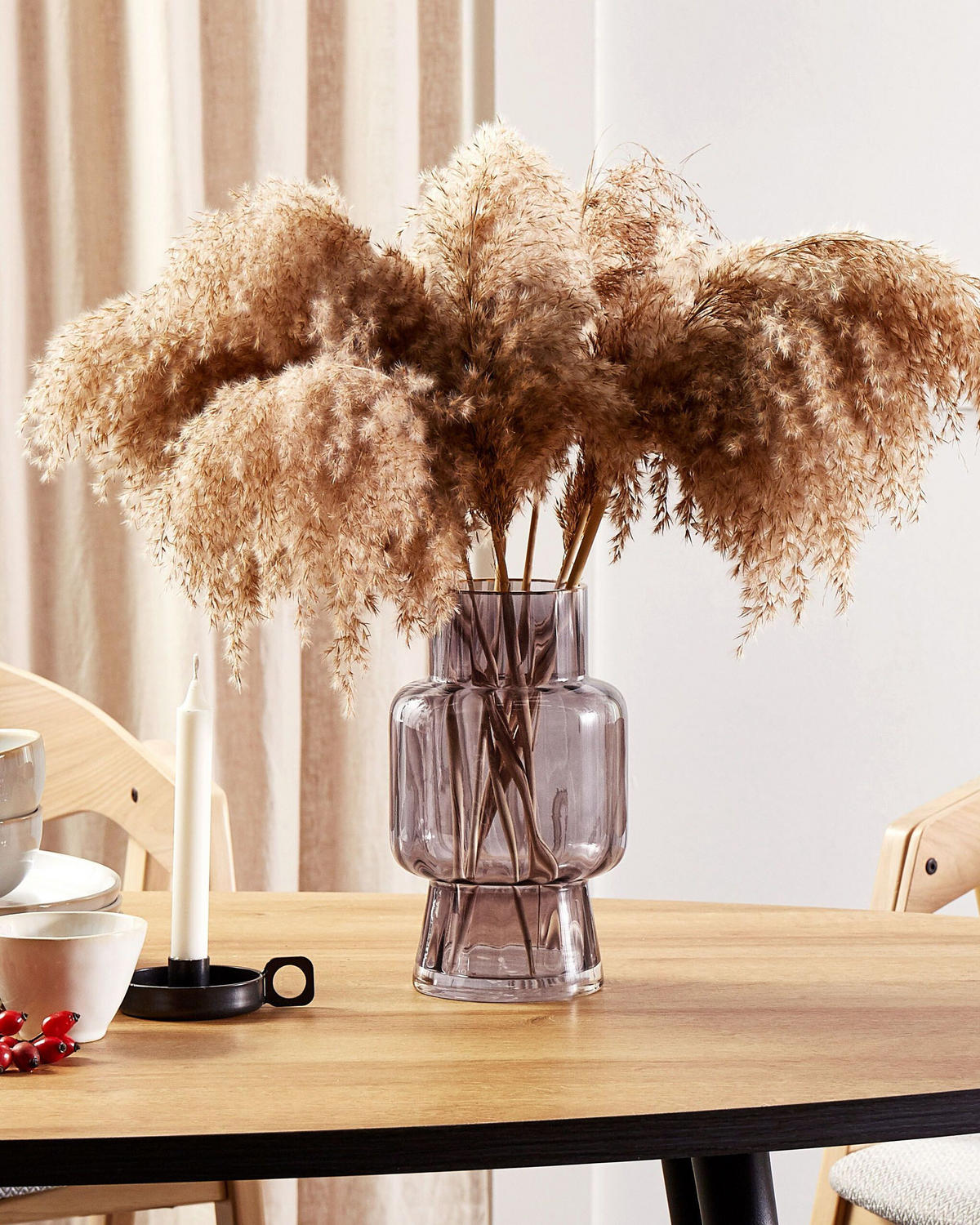 BLUMENVASE Glas grau Megalo - Grau, Glas (26cm) - Beliani