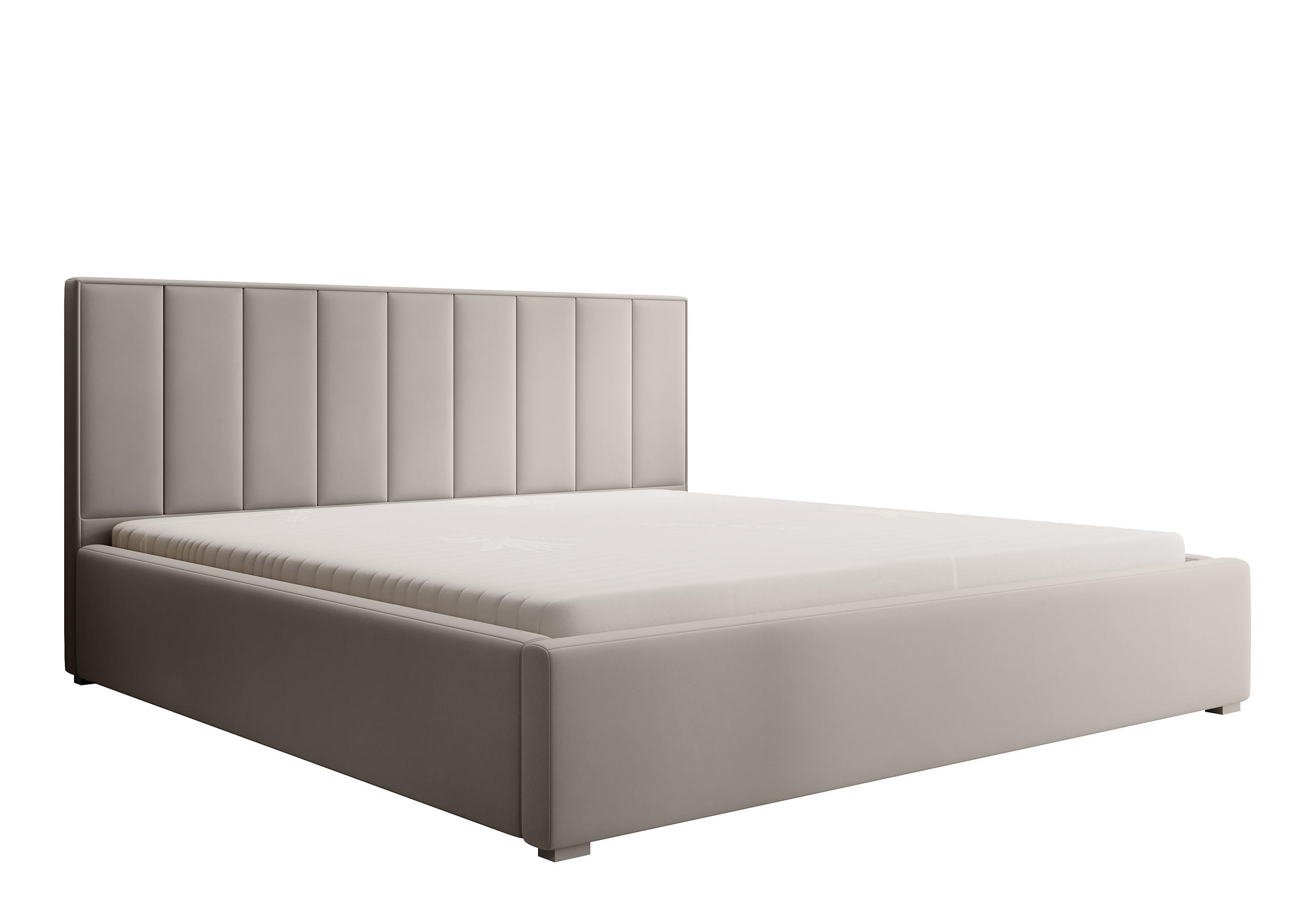 POLSTERBETT Rinus Grau Plüsch mit Bettkasten 200 cm - Greige, Textil (200/200cm) - Selsey
