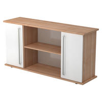 SIDEBOARD mit 2 Flügeltüren 44,8/166,1/84 cm in Nussbaumfarben/Weiß Chromgriff - Nussbaumfarben/Weiß, Holzwerkstoff (166.1/84/44.8cm) - bümö