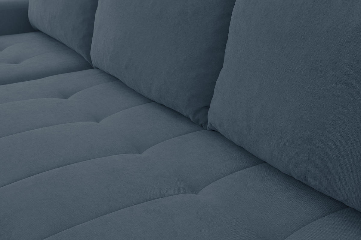 ECKSOFA Primo mit Schlaffunktion und Bettkasten in Cordstoff - Schwarz/Dunkelblau, Holz/Holzwerkstoff (245/143cm) - Ravio