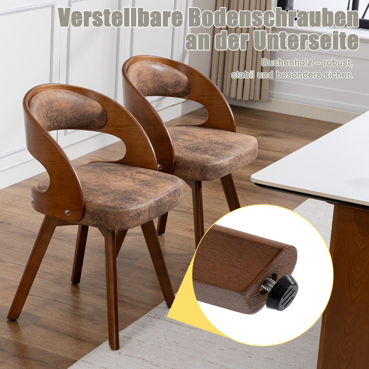 ESSZIMMERSTUHL 2er-Set drehbar mit Leinenkissen, Kaffee - Mokka, Textil (41/72/44cm)