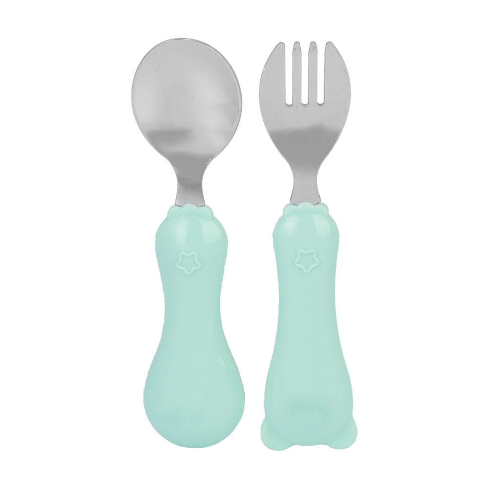BESTECK-SET 2-teiliges Baby-Besteck-Set - Grün, Metall