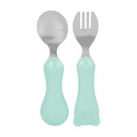 BESTECK-SET 2-teiliges Baby-Besteck-Set - Grün, Metall