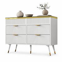 KOMMODE in Weiß Sideboard aus Bernstein Glas mit Schubladen für Wohnzimmer und Schlafzimmer, B120/T40/H76 cm - Weiß, Holzwerkstoff/Metall (120/76/40cm) - STILVORA