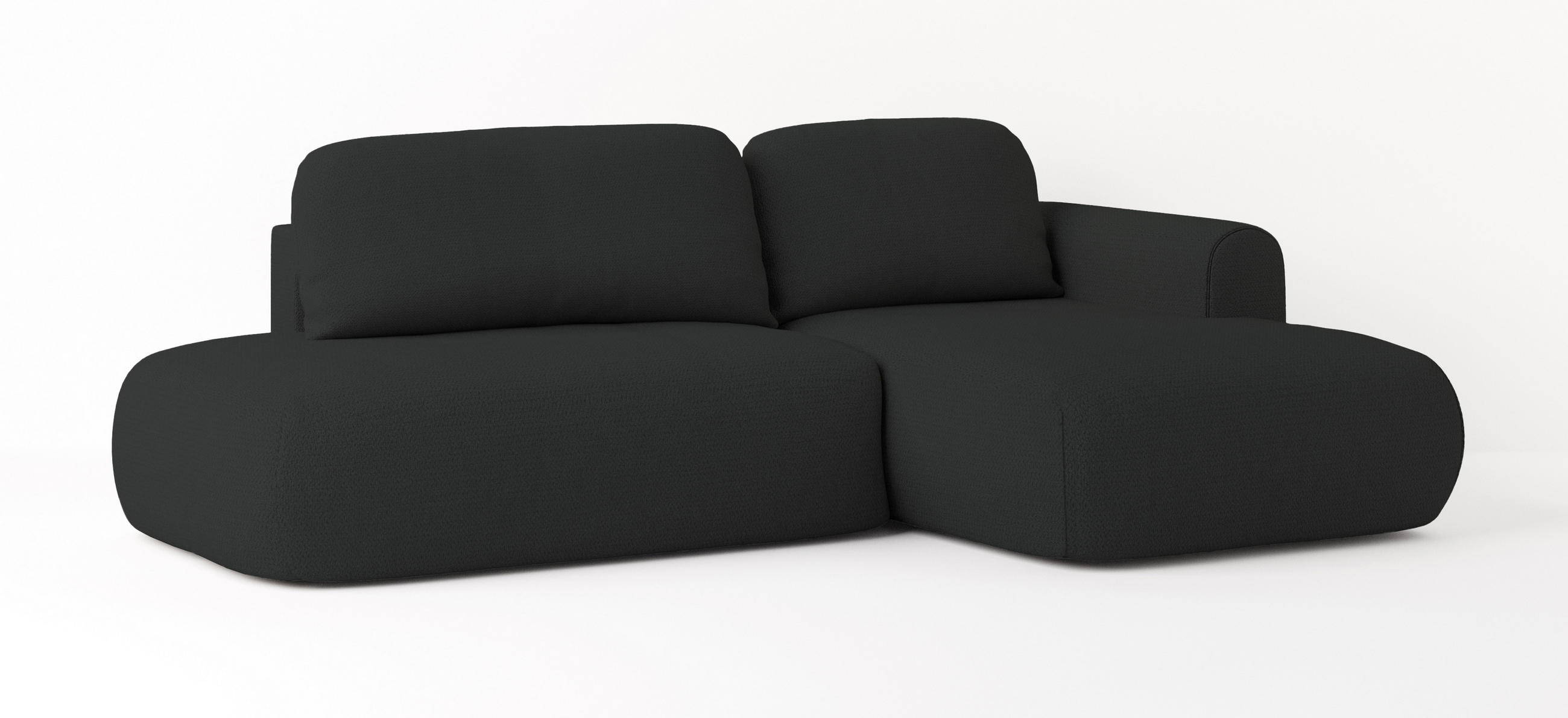 ECKSOFA NUVIRA R-S Schwarz Geflochtener Stoff mit Schlaffunktion - Schwarz, Holz (274/165cm) - MASSENO