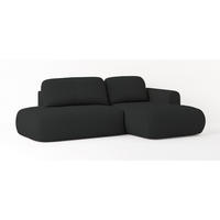 ECKSOFA NUVIRA R-S Schwarz Geflochtener Stoff mit Schlaffunktion - Schwarz, Holz (274/165cm) - MASSENO