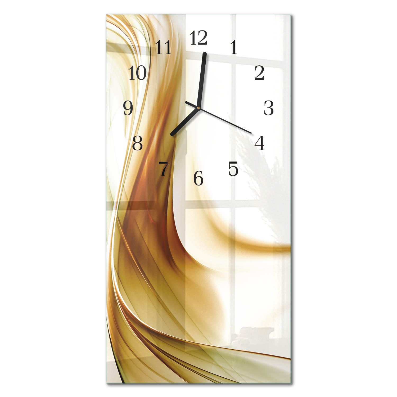 WANDUHR 60x30 cm - Abstrakte Linien - Braun, Glas (30/60/0.4cm) - TULUP
