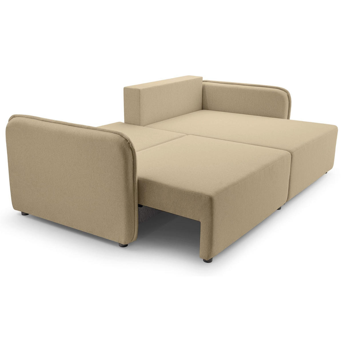 ECKSOFA Kassian, Beige Strukturstoff, rechtsseitig - Beige/Schwarz, Kunststoff/Textil (147/227cm) - Selsey