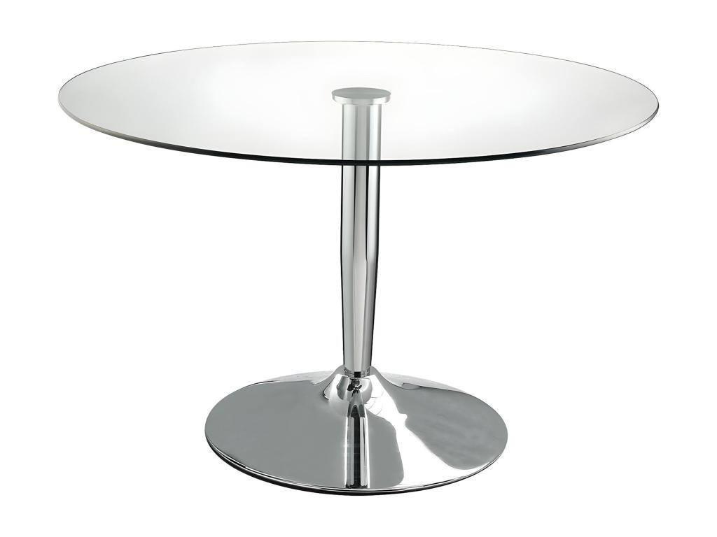ESSTISCH rund - Sicherheitsglas & Metall - NOLAN - Silberfarben, Glas (110/110/76cm) - Vente-Unique