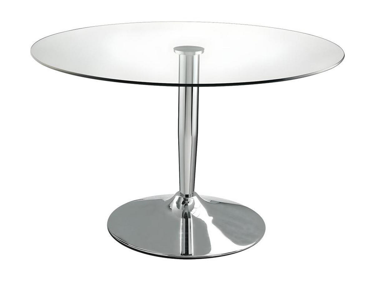 ESSTISCH rund - Sicherheitsglas & Metall - NOLAN - Silberfarben, Glas (110/110/76cm) - Vente-Unique