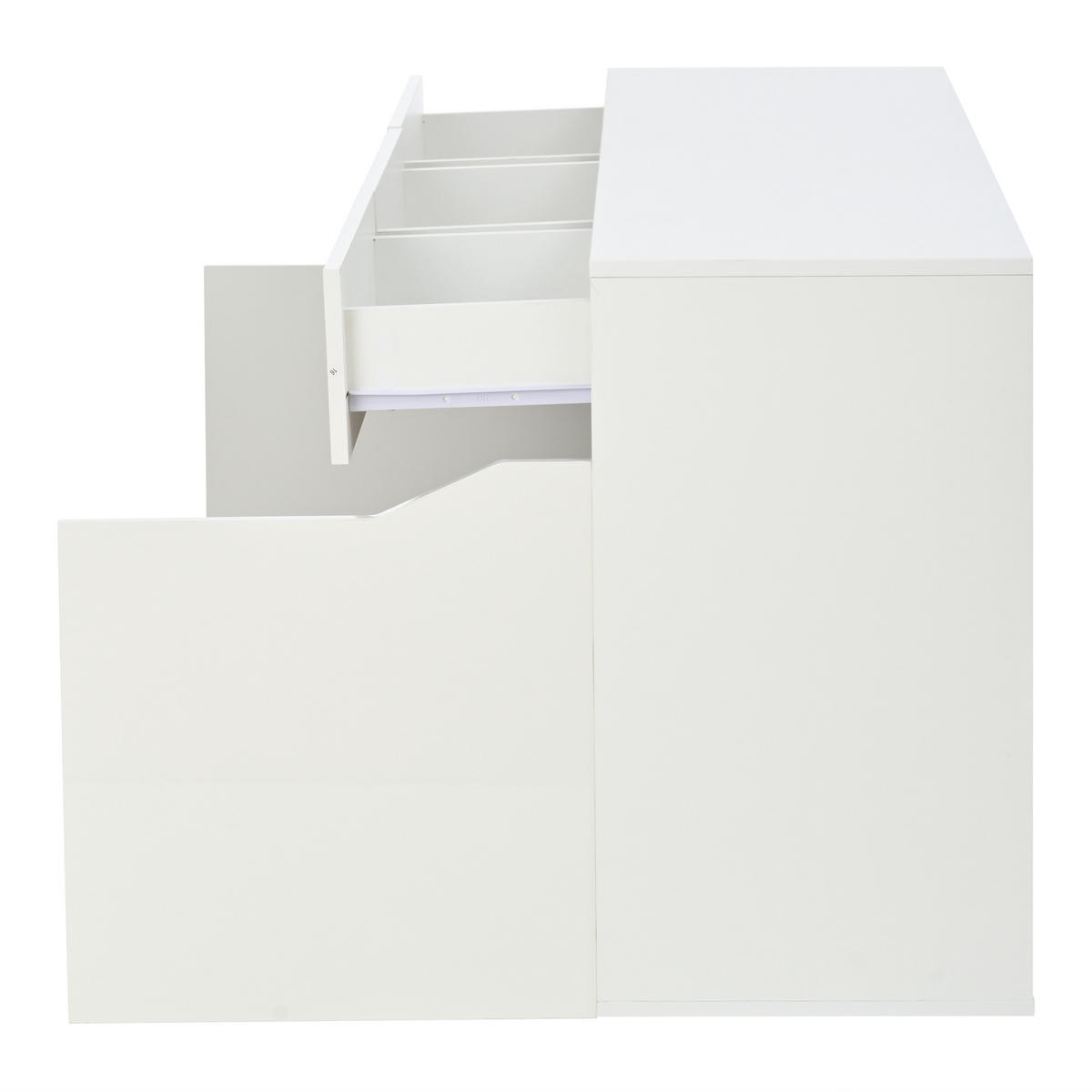 SIDEBOARD LED Weiß Holz 4 Schubladen 2 Fächer 140x40x70cm - Weiß, Holzwerkstoff (40/70/140cm) - FLIEKS