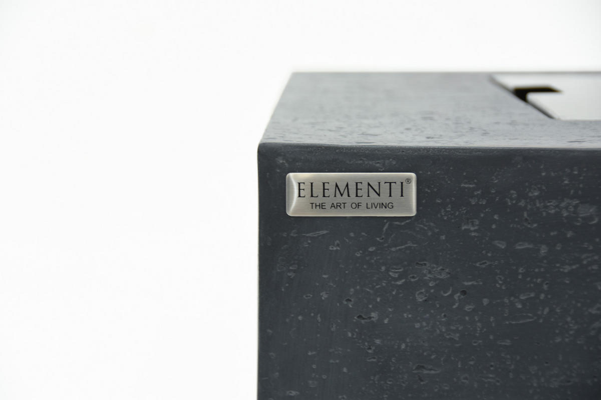 FEUERTISCH Manhattan Gasfeuerstelle aus GF-Beton 91/91/40 cm - Dunkelgrau, Naturmaterialien (91/40/91cm) - Elementi