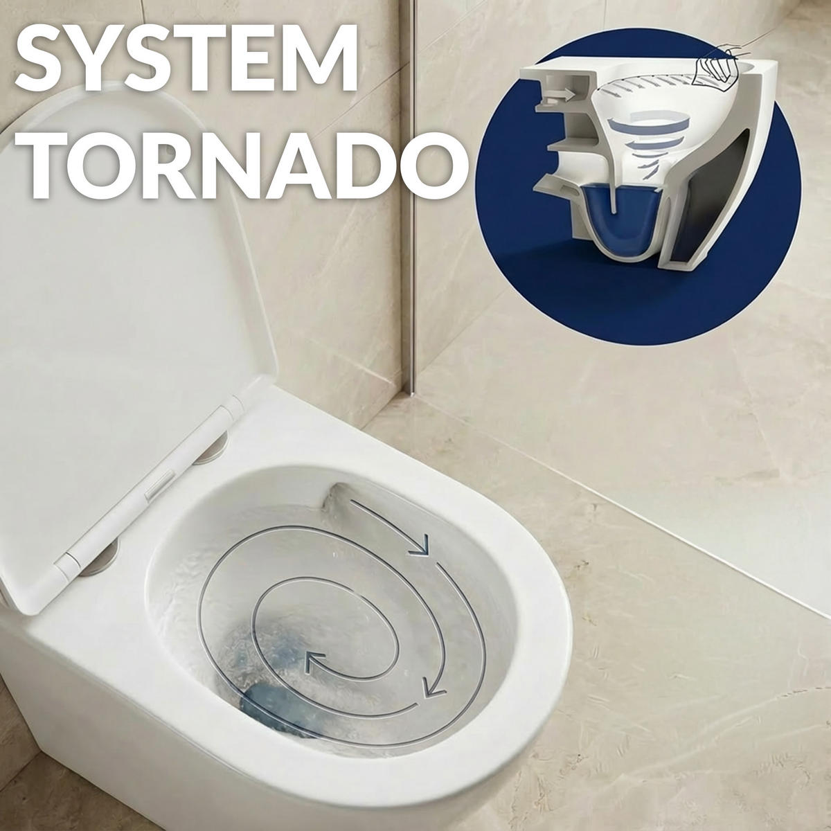 WAND-WC Virvel Weiß, Tornado-Spülung, 52,2/36/36 cm - Weiß, Keramik (36/36/52.2cm) - bad land