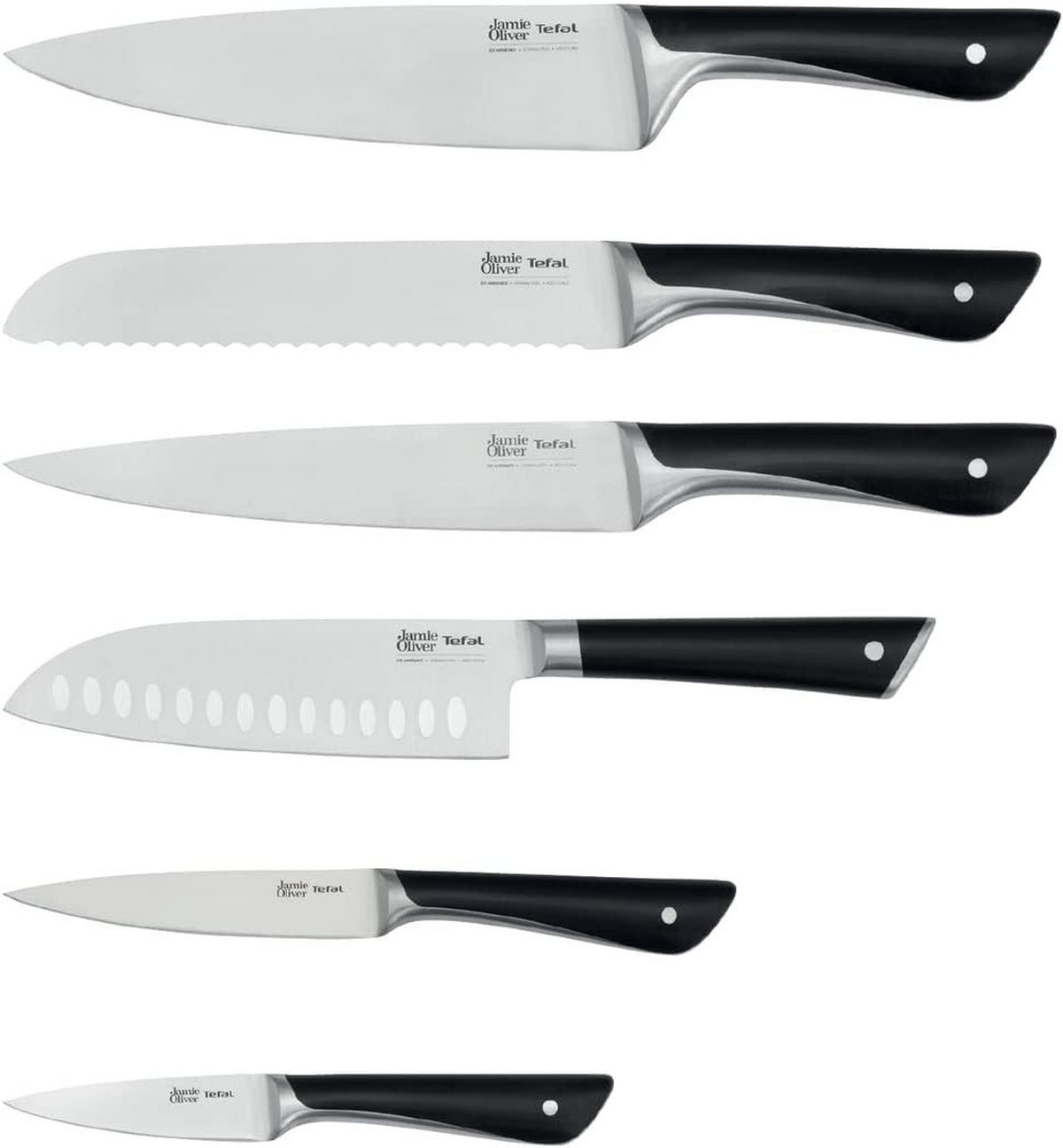 MESSERBLOCK mit 6 Messern K267S7 Jamie Oliver 7-tlg - Dunkelrot, Metall (15/10/30cm) - Tefal